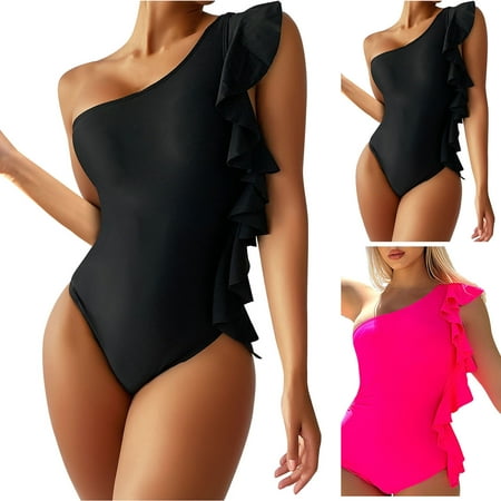 Clearance & Promo  Women s Solid Color Sexy Fashionable Bikini  Personalized Swimsuit  Trendy Beachwear  Comfortable Poolside Swimwear for Women | Sopatenor  Black L
