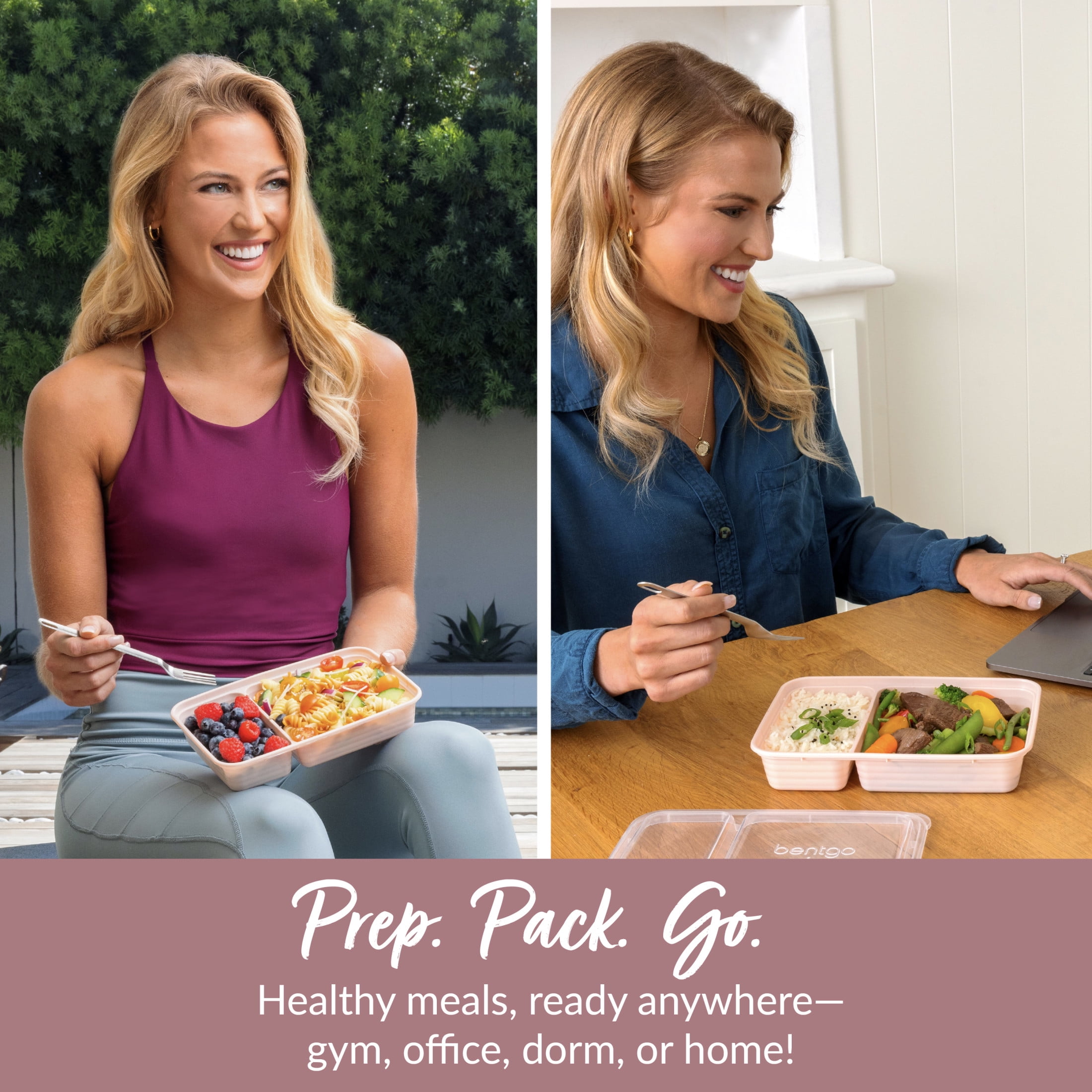 (2 pack) Bentgo Prep - 20-Piece 2-Compartment Reusable Meal Prep Containers