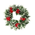 thumbnail image 3 of 13.78in Traditional Holly Wreath with Red Berries & Variegated Leaves, Festive Holiday Door Ornamentation for Indoor Outdoor Mantel Window Wall (B), 3 of 6