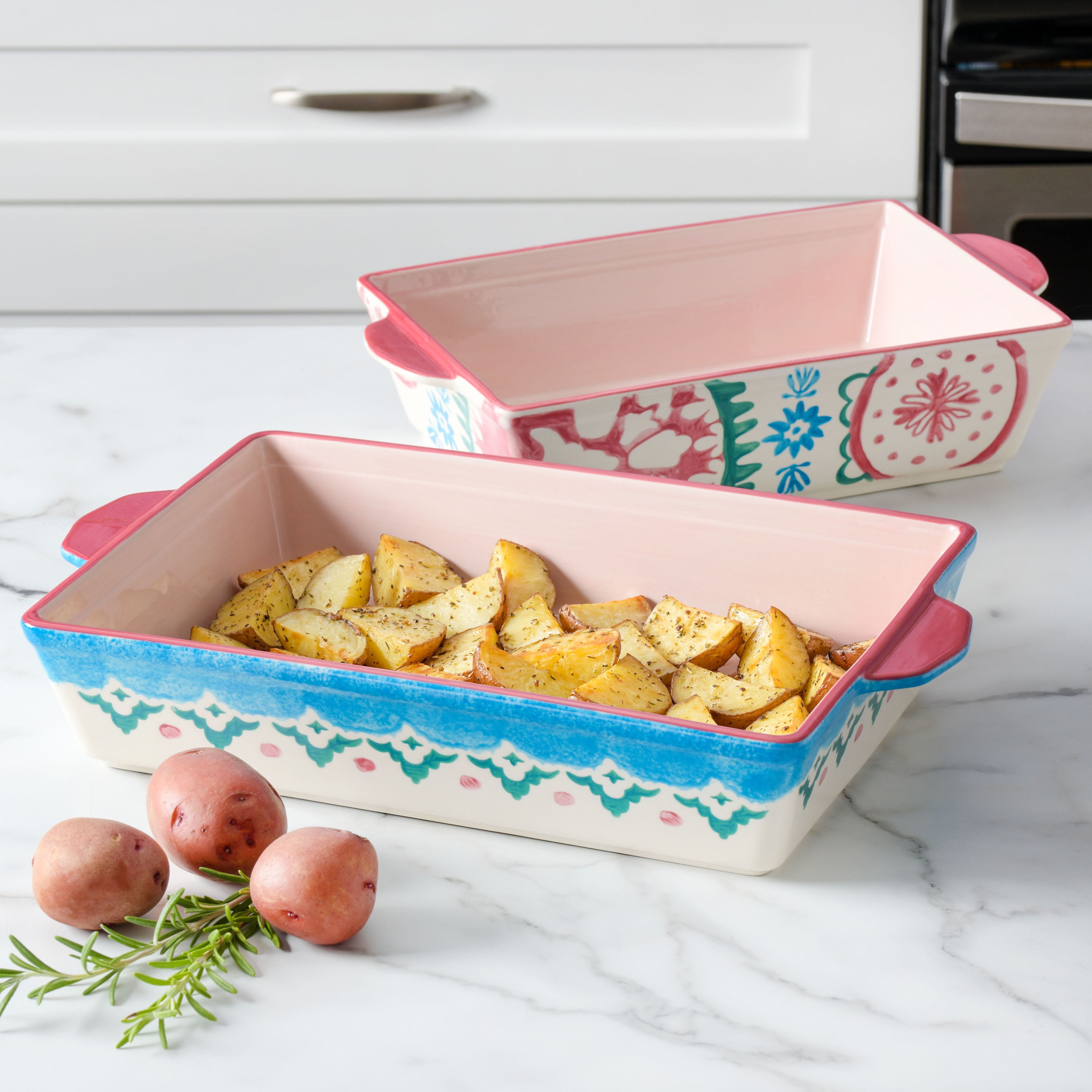 Spice by Tia Mowry - Savory Saffron Coral 2-Piece Stoneware Bakeware Set