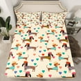 thumbnail image 2 of Feelyou Funny Dachshund Lover Bed Sheets, Kawaii Dog Animal King Sheets, Cartoon Love Heart Sheet Set, Luxury Bedroom Decor, 4pcs, 2 of 7