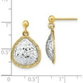 thumbnail image 4 of 14K Two-Tone Jbsp's Polished D/C Teardrop Post Dangle Earrings (21.31 X 14.98) Made In Italy le2085, 4 of 5