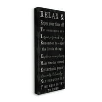 Stupell Industries Relaxed Retirement Phrases Black Distressed Pattern Inspirational Painting Gallery Wrapped Canvas Art Print Wall Art, 20 x 48