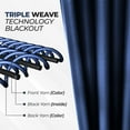 thumbnail image 6 of Superior Blackout Solid Light Filtering Back Tab Curtain Panel Set, 42"X 108", Navy Blue, 6 of 9
