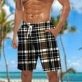 thumbnail image 2 of ZCFZJW Men's Gingham Bermuda Shorts Lightweight Summer Quick Dry Plaid Beach Swim Trunks Big and Tall Casual Drawstring Elastic Waist Workout Short Pants with Pockets Black#01 XL, 2 of 5