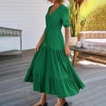 thumbnail image 6 of cfhntfmh Boho Dresses for Women Half Sleeve V Neck Button Drawstring Summer Maxi Dresses Tiered Flowy Long Dresses, 6 of 7