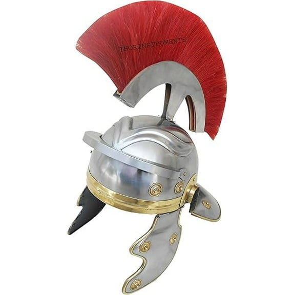 THOR INSTRUMENTS ANCIENT ROMAN CENTURION ARMOR HELMET RED PLUME COLLECTIBLE MEDIEVAL Rustic Vintage Home Decor Gifts