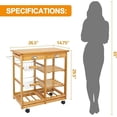 thumbnail image 4 of Portable Wood Kitchen Island Cart Trolley Rolling Storage 2 Baskets 2 Drawer, 4 of 9