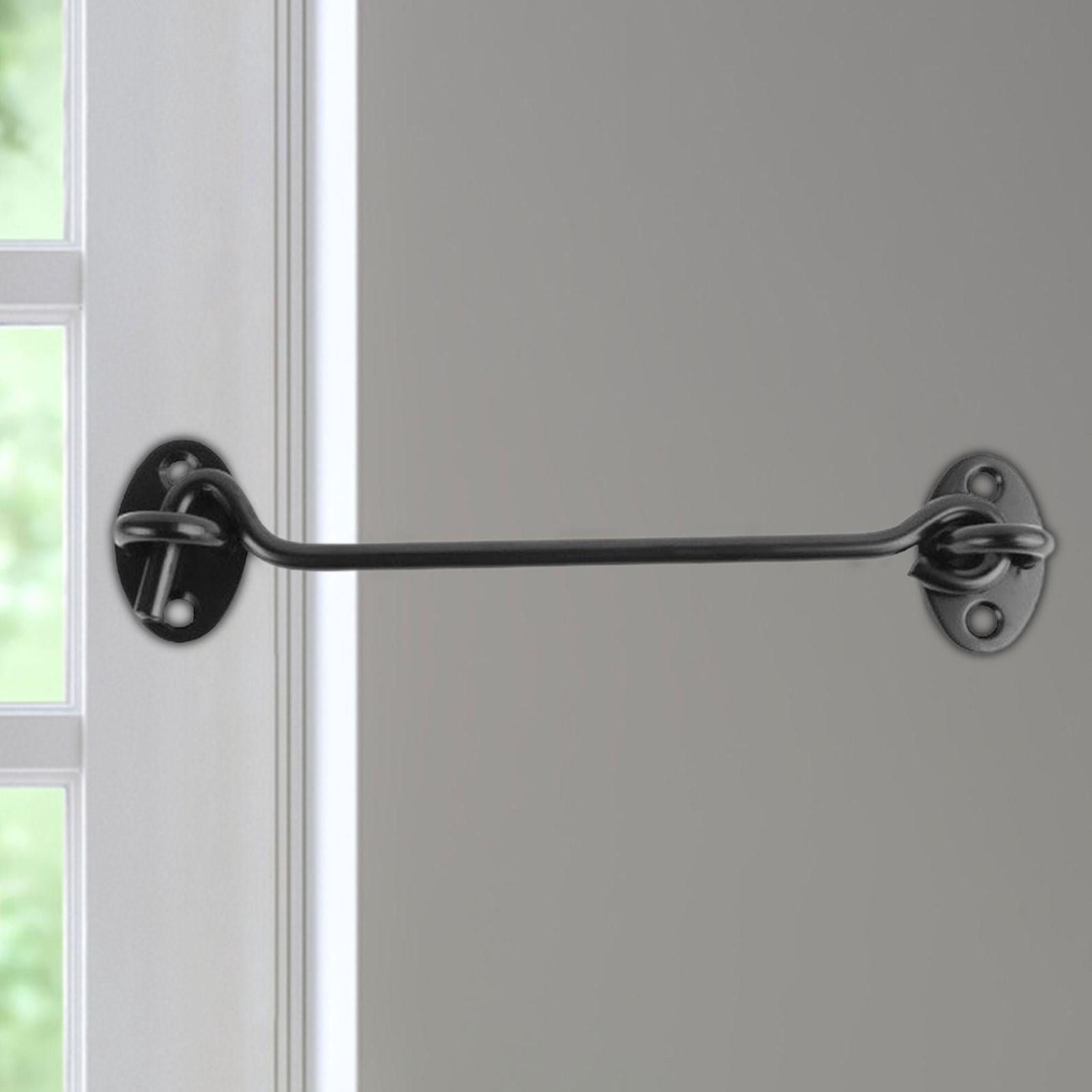 Hook and Eye Latch, Barn Door Latch with Screws,Barn Door Lock latches, Gate Latch Hardware for Shutters, Garage Door, Inside Door, Pocket Doors Black 19x4cm