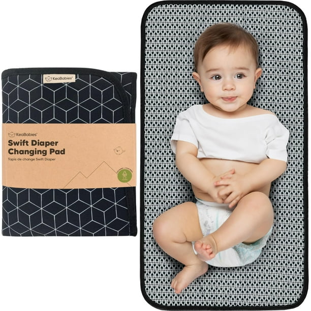 Cambiador de pañales portátil - Cambiador de bebé plegable impermeable - Cambiador de pañales de viaje - Cambiadores ligeros para bebé - Cambiador de bebé - Lavable a máquina (Geo negro)