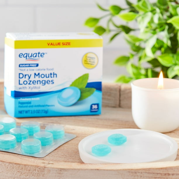 Equate Dry Mouth Lozenges with Xylitol, Peppermint, 36 Count Value Pack