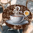 thumbnail image 2 of Coffee Round Tablecloth, Fitted Table Cover with Elastic for 36"-44" Round Tables, Vintage Art Farmhouse Table Cloth Outdoor Indoor Dinning Party Waterproof Tablecloths, 2 of 7