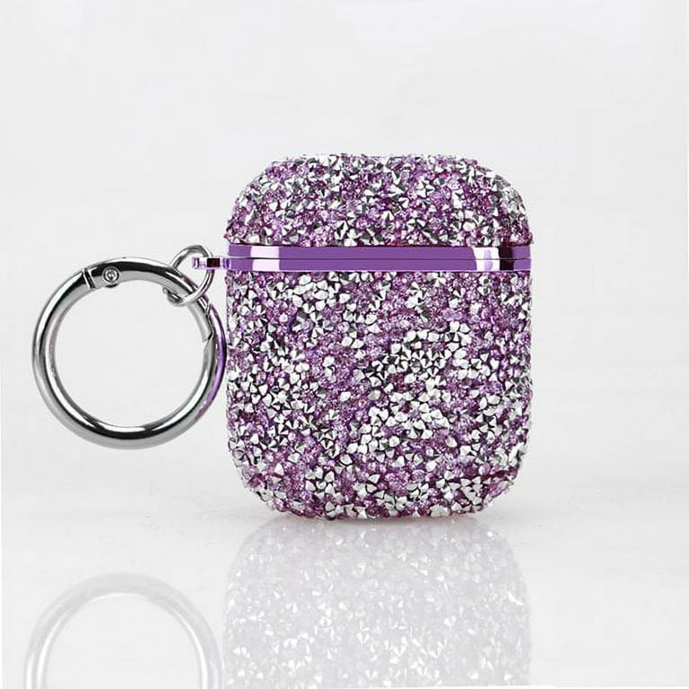 AirPods Case Luxury Glitter Hard Cover Shockproof Protective AirPod Accessories with Keychain for Apple AirPod Charging Case 2 1 Purple Glitter