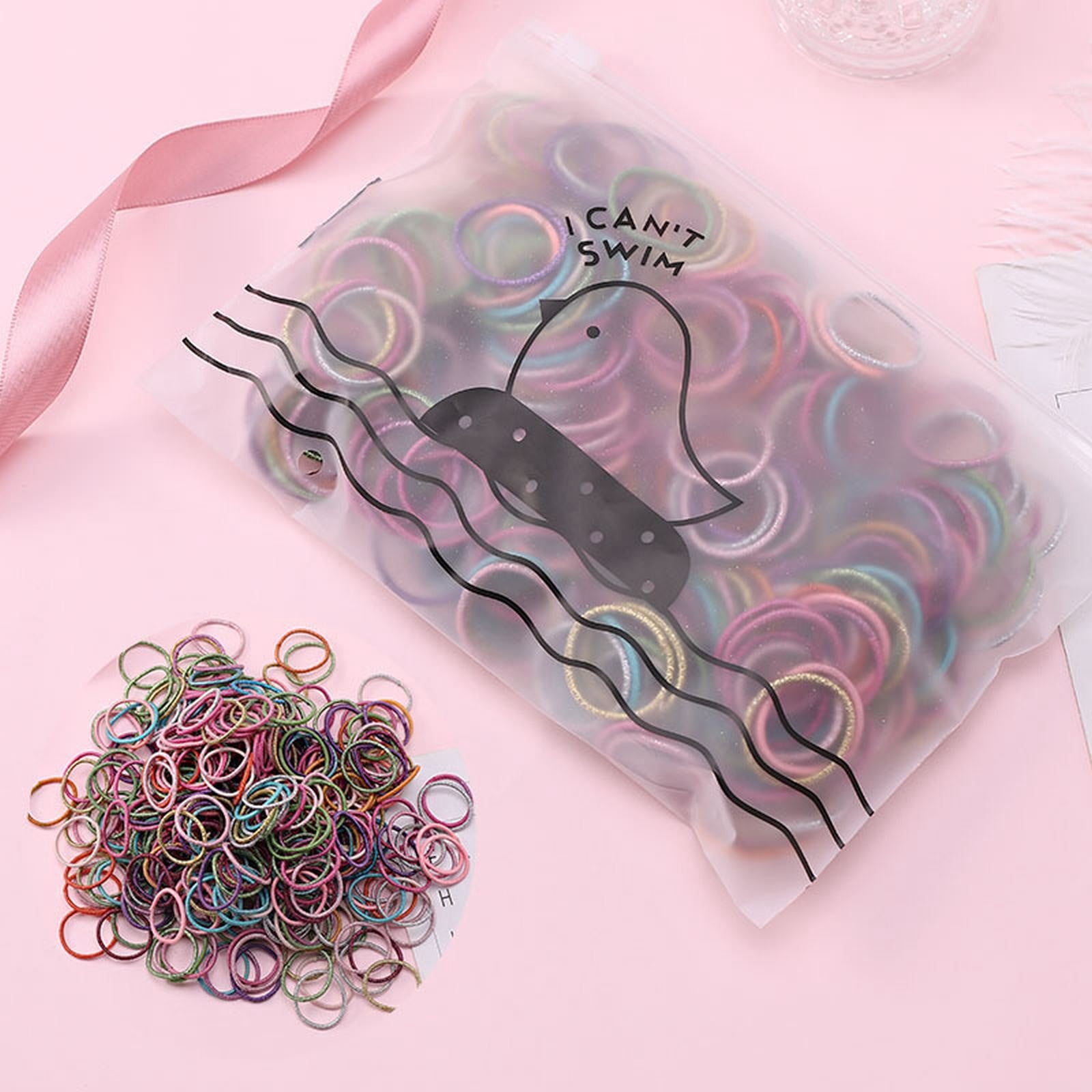 Elastic Bands for Hair Small Hair Elastics And Clear Girls Rubber Bands Hair No Damage Pin The Tale on The Cat Blond Hair Elastic Bands Soft Seamless Hair Ties Easy Hair Bun Hair Hooks Fashion Rubber