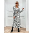 thumbnail image 5 of Eilly Bazar Open Front Longline Coat for Women Long Sleeve Female Dalmatian Pattern CoatNo Pocket Black and White S, 5 of 5