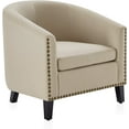 thumbnail image 6 of BELLEZE Modern Tub Barrel Linen Accent Chair - Kyara (Beige), 6 of 7