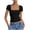 Black, variant on Women Tee Square Neck Summer Stretch Top Solid Colors Casual Short Sleeve Shirt Black S