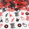 Rock and Roll Confetti, Red Black Rock and Roll Ring Guitar Rock Gesture Musical Note Optical Disc Confetti, Set of 200 Pieces for Women Men Bachelorette Party