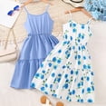thumbnail image 2 of Bainana Girls 2 Pieces Dress Set Floral Print Sleeveless Tank Dress Summer Casual Outfit Kids Two Piece Playwear Girls Soft Casual Stylish Fit Clothes Set Sky Blue Size 9-10 Years, 2 of 9
