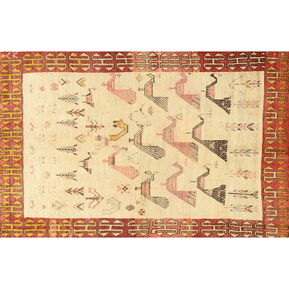 Ahgly Company Indoor Rectangle Traditional Cardboard Brown Gold Area Rugs, 10' x 13'