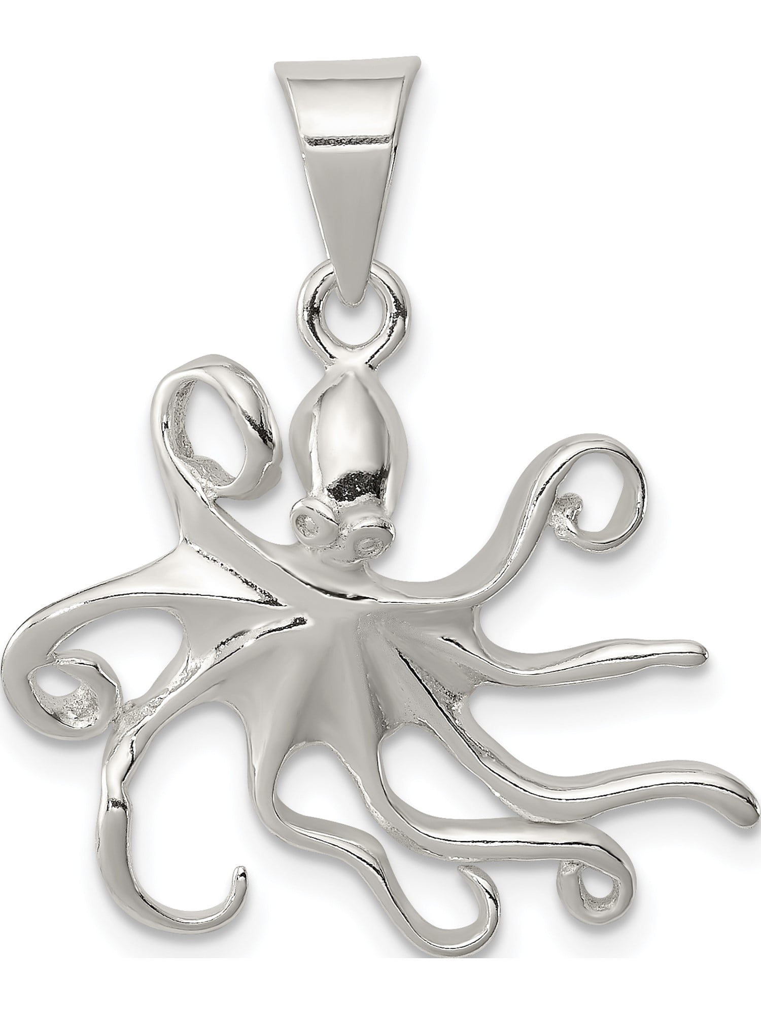 925 Sterling Silver Octopus (24x27mm) Pendant / Charm