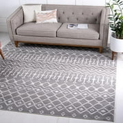 Rugs.com Kasbah Trellis Collection Rug – 8 Ft Square Light Gray Low Pile Rug Perfect For Living Rooms, Kitchens, Entryways