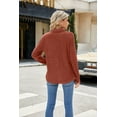 thumbnail image 2 of Women's Solid Color Lapel Pocket Long Sleeve Loose T-Shirt Top, 2 of 3