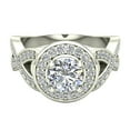 thumbnail image 5 of Engagement Rings for Women Round Brilliant Halo Rings GIA certified Criss-Cross Shank 14K White Gold 1.25 carat, 5 of 6