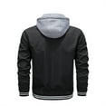 thumbnail image 4 of hopeusnice Men's Slim Fit Contrast Color Hood Bomber Jacket with Pockets Utility Outdoor Sport Coat Black L, 4 of 9