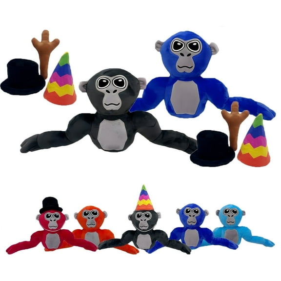 2PCS Hugging Gorilla T Plush Stuffed Animal for Fans-15.5inch Kids Thanksgiving Birthday Easter Christmas Choice for Boys Girls