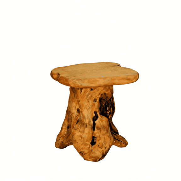Organizedlife 19" Natural Cedar Stump Stool - Solid Wood Live Edge Side Table for Patio & Garden, Rustic Plant Stand & Outdoor Accent Table