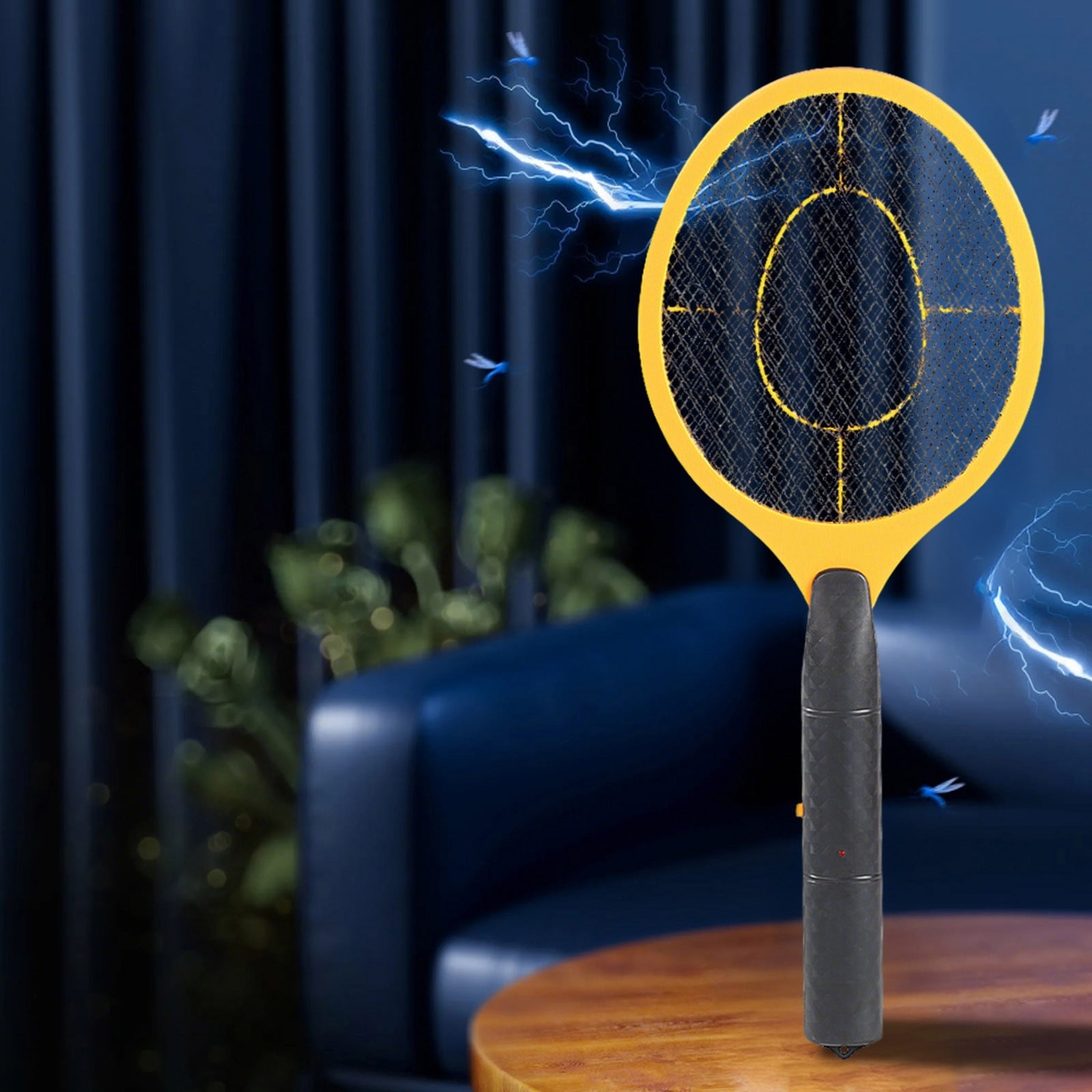 Electric Fly Swatter Bug Zapper, Rechargeable Handheld Mosquito Racket with 3-Layer Safety Mesh, Battery Operated Insect Killer for Indoor Outdoor Use, Large Size Tennis Killing Zap