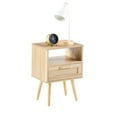 thumbnail image 5 of 15.75" Natural Rattan & Solid Wood Legs - USB Charging and Smooth Drawer - Living Room and Bedroom - Sturdy and Fashionable Nightstand, 5 of 6
