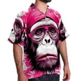 thumbnail image 2 of Pink Monkey Gorilla Men's Short Sleeve Spread Collar Tops, Casual Button Down Shirts, Printed Summer Beach Shirts, Unisex, 2 of 6