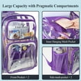 thumbnail image 3 of Vafful Clear Backpack for School Stadium Heavy Duty PVC Transparent Extra Large Capacity School Bag Travel Work Unisex 17'' Purple, 3 of 6