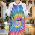 thumbnail image 6 of Rainbow Tie Dye Mandala Pattern Apron-Garden Aprons for Women with Pockets-Cotton Linen Waterproof Kitchen Cooking Gardening Aprons Adjustable for Kitchen,Cooking,BBQ and Salon 33x27 Inch, 6 of 7