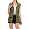 thumbnail image 2 of HANXIULIN Women's Sleeveless Hooded Solid Color Vest Jacket Coat Green 2XL, 2 of 6