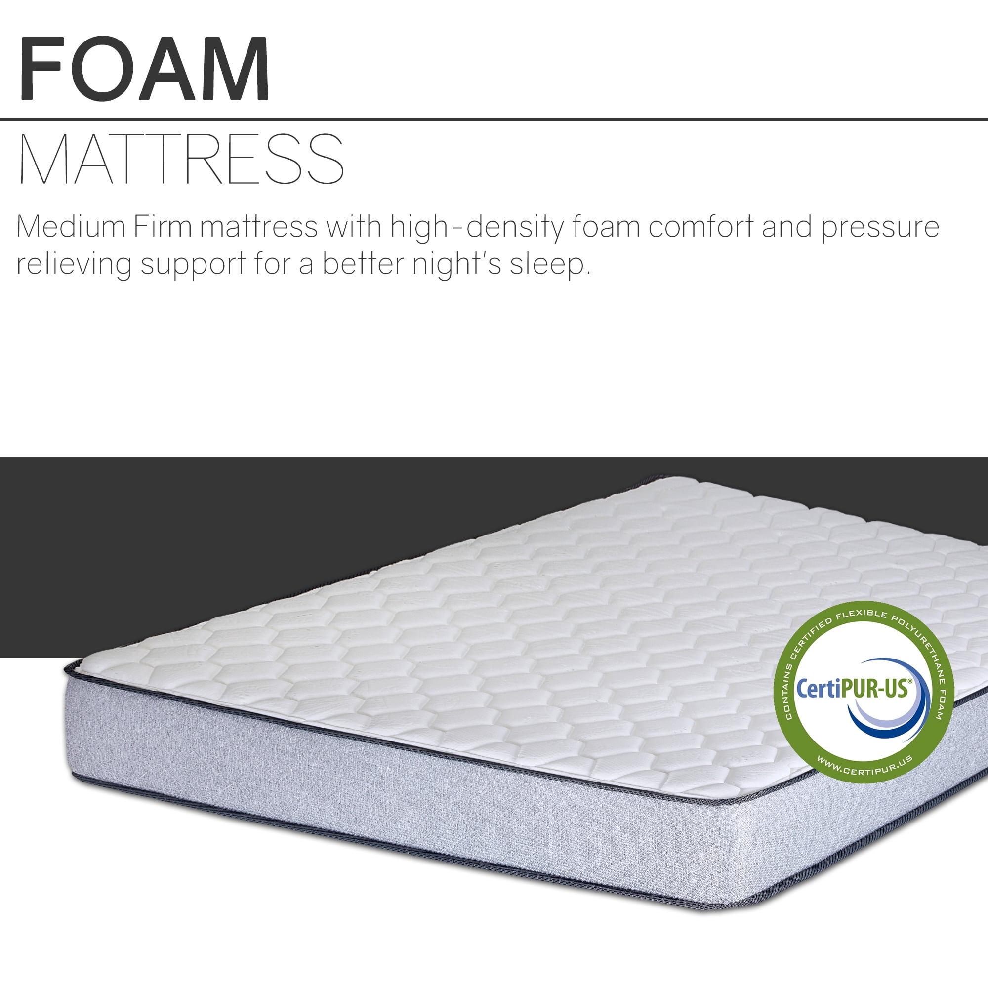Continental Sleep, 7" Memory Foam Mattress, Good for Kids & Adult, Full, White