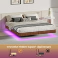 thumbnail image 4 of Walnut Queen Floating Bed Frame with LED Lights, Curved Wood Design, Heavy Duty Metal Slats – No Box Spring Required, 4 of 12