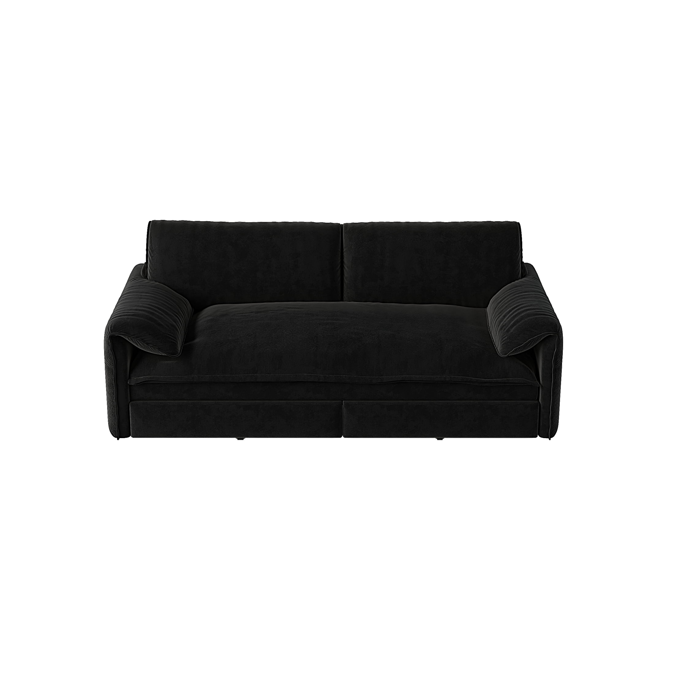 3-in-1 Queen Pull Out Sofa Bed, 66" Velvet Convertible Sleeper Couch with Deep Seat & Storage Pocket, Modern Folding Futon Sofa Bed, Black
