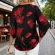 thumbnail image 5 of TaTaai Women's Floral Print V-Neck 3/4 Sleeve Top Loose Fit Lightweight Stretch Elegant Blouse Casual Daily Work Wear Gift, 5 of 8