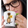 thumbnail image 2 of 3drose, Funny Cute Sea Otter with Yellow Daffodil Flower Primitive Art, 15oz Two-tone Green Mug, 2 of 6