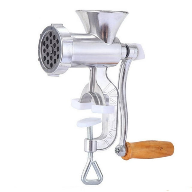 Riforla Manual Meat Grinder Stainless Steel Hand Crank Meat and Vegetable Grinder Heavy Duty Manual Meat Grinder for Homemade Hamburger Patties Ground Beef Etc. 10.25x3.75x10in Silve Silver