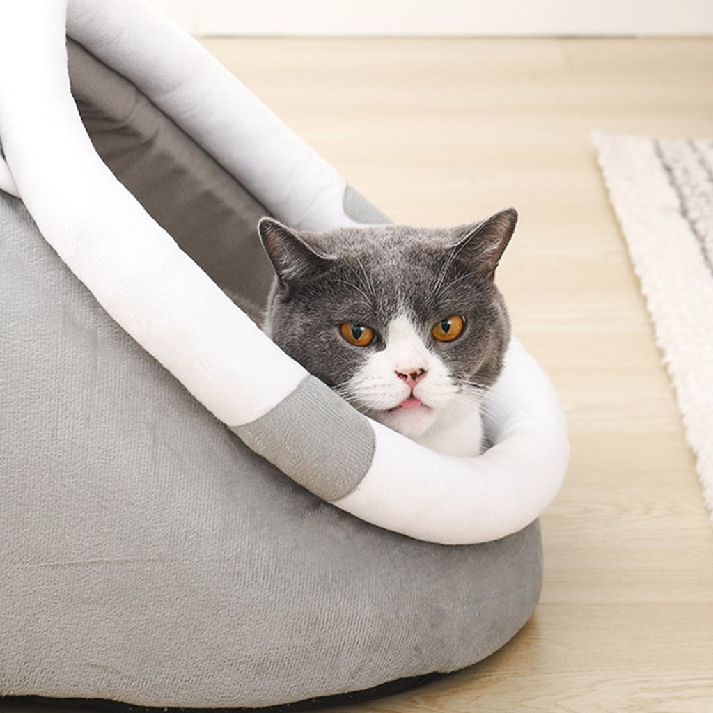 Zeiwohndc Cat Plush Bed Kitten Sleeping Bed Small Dog Bed Four Season Furry Cat Cushion