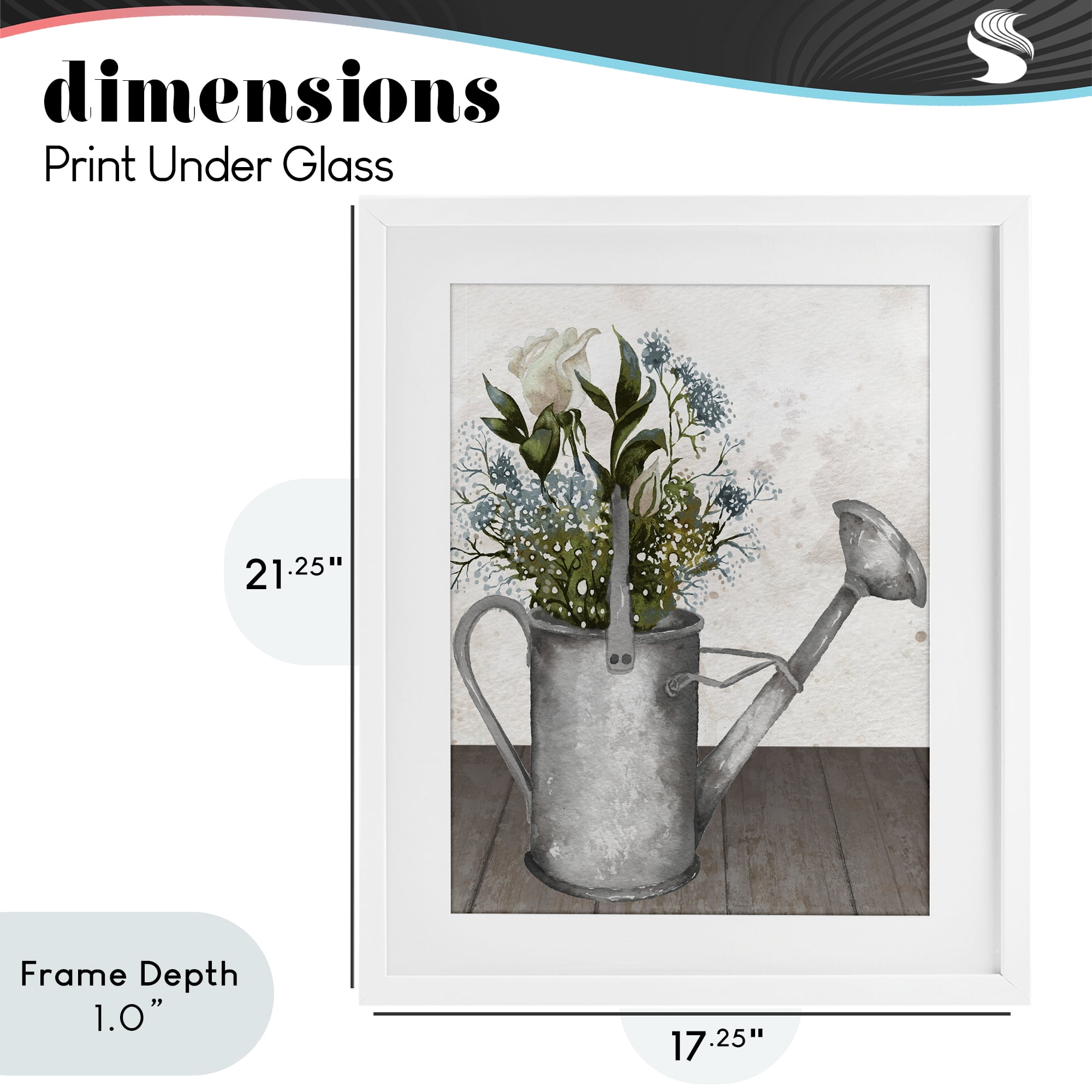 Stupell Industries Floral Pitcher Watering Can White Framed Print Under Glass, design by Elizabeth Medley