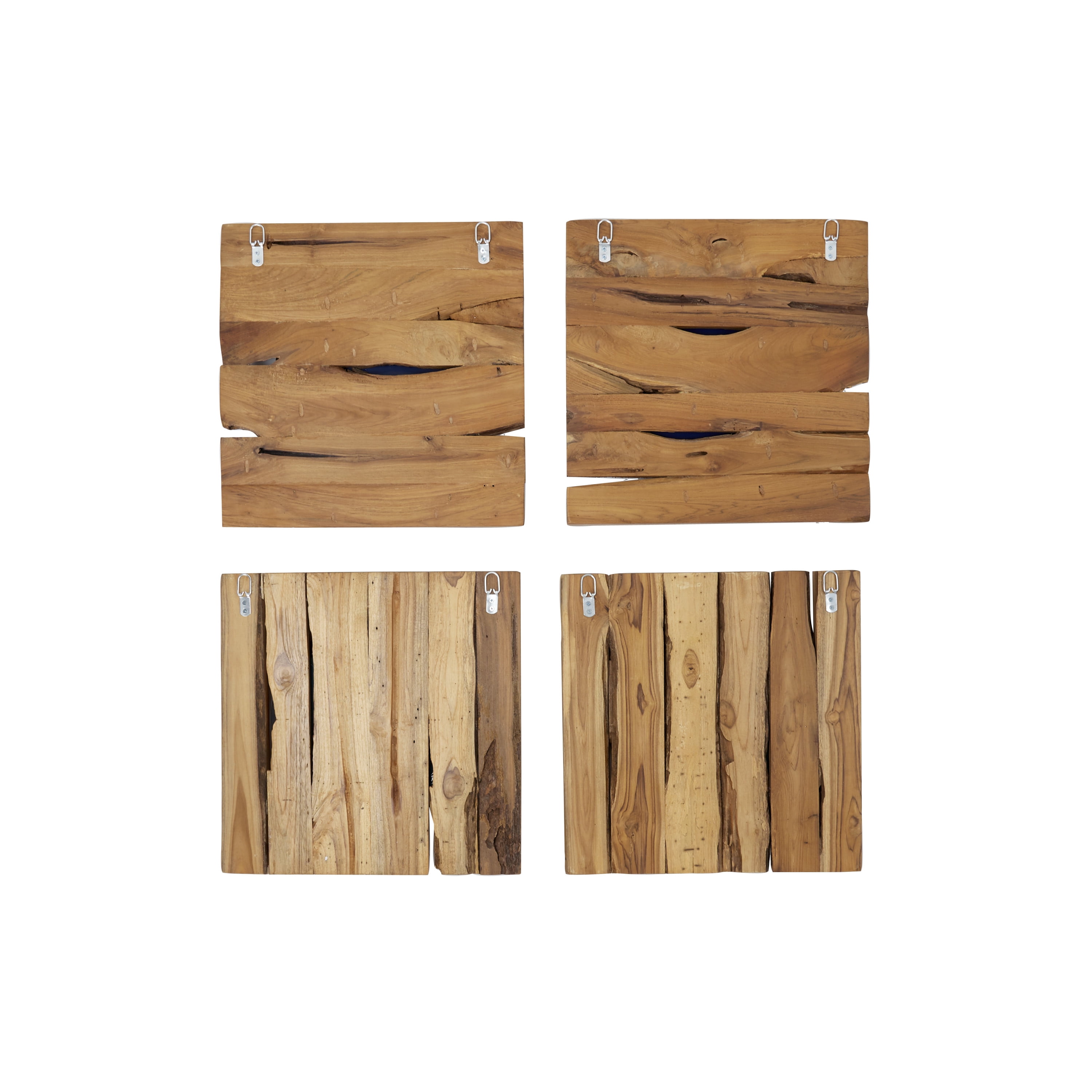 DecMode 18"W, 18"H Brown Handmade Wall Mirror, Set of 4