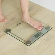 Escali Digital Glass Bath Scale for Body Weight, Bathroom Body Scale, High Capacity of 400 lb, Battery Included, Clear Glass
