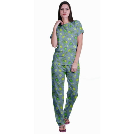 

Moomaya Womens Printed Tee and Pajama Set PJs Short Sleeve Sleepwear Nightwear Loungewear S-XXL