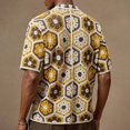 thumbnail image 4 of Aobny Men Shirts Button Up Vintage Knitted T-Shirts Short Sleeve Collared Big & Tall Polos T-Shirt,3XL, 4 of 5