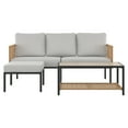 thumbnail image 2 of HOMETRENDS Lasso 3-Piece Steel Outdoor Sectional Set with Table and Ottoman, Beige, 2 of 8